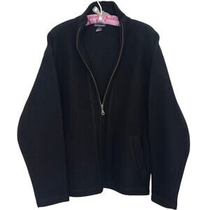 Patagonia Womens M Black 100% Wool Boucle Full Zip Jacket Knit Sweater Cozy Fall